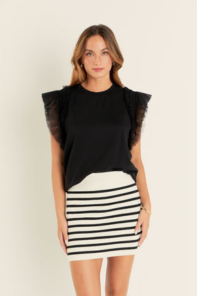 ENGLISH FACTORY - Knit Striped Mini Skirt - SKIRTS available at Objectrare