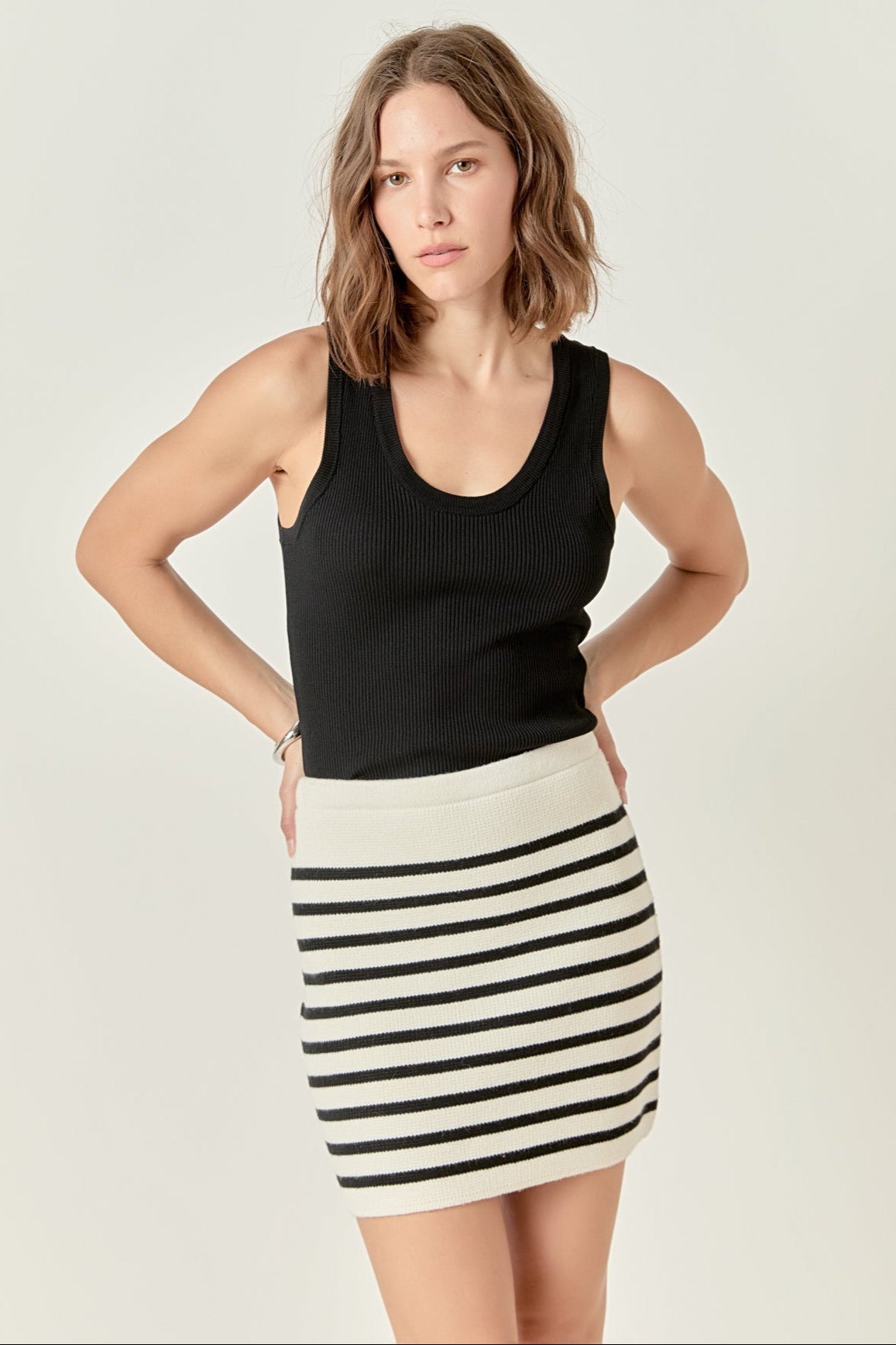 ENGLISH FACTORY - Knit Striped Mini Skirt - SKIRTS available at Objectrare