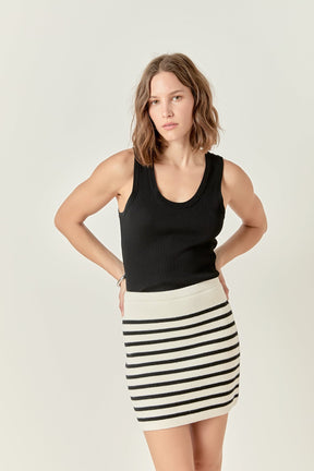 Knit Striped Mini Skirt