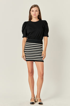 ENGLISH FACTORY - Knit Striped Mini Skirt - SKIRTS available at Objectrare