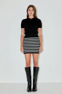 ENGLISH FACTORY - Knit Striped Mini Skirt - SKIRTS available at Objectrare