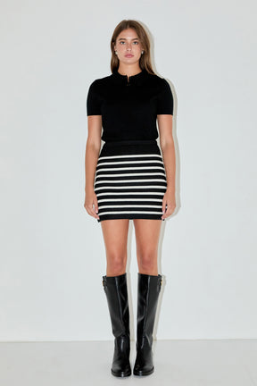 ENGLISH FACTORY - Knit Striped Mini Skirt - SKIRTS available at Objectrare