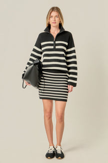 ENGLISH FACTORY - Knit Striped Mini Skirt - SKIRTS available at Objectrare