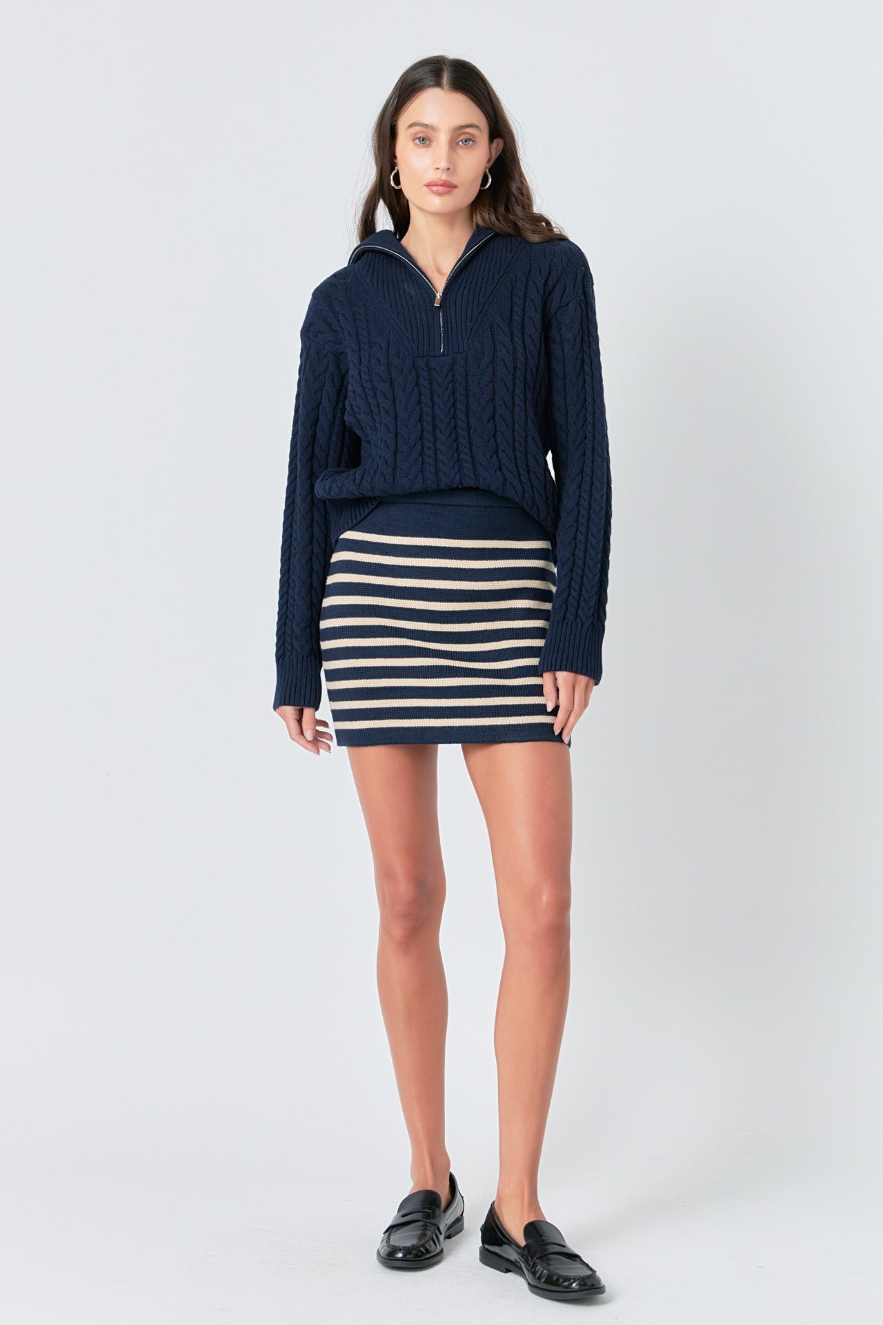 ENGLISH FACTORY - Knit Striped Mini Skirt - SKIRTS available at Objectrare