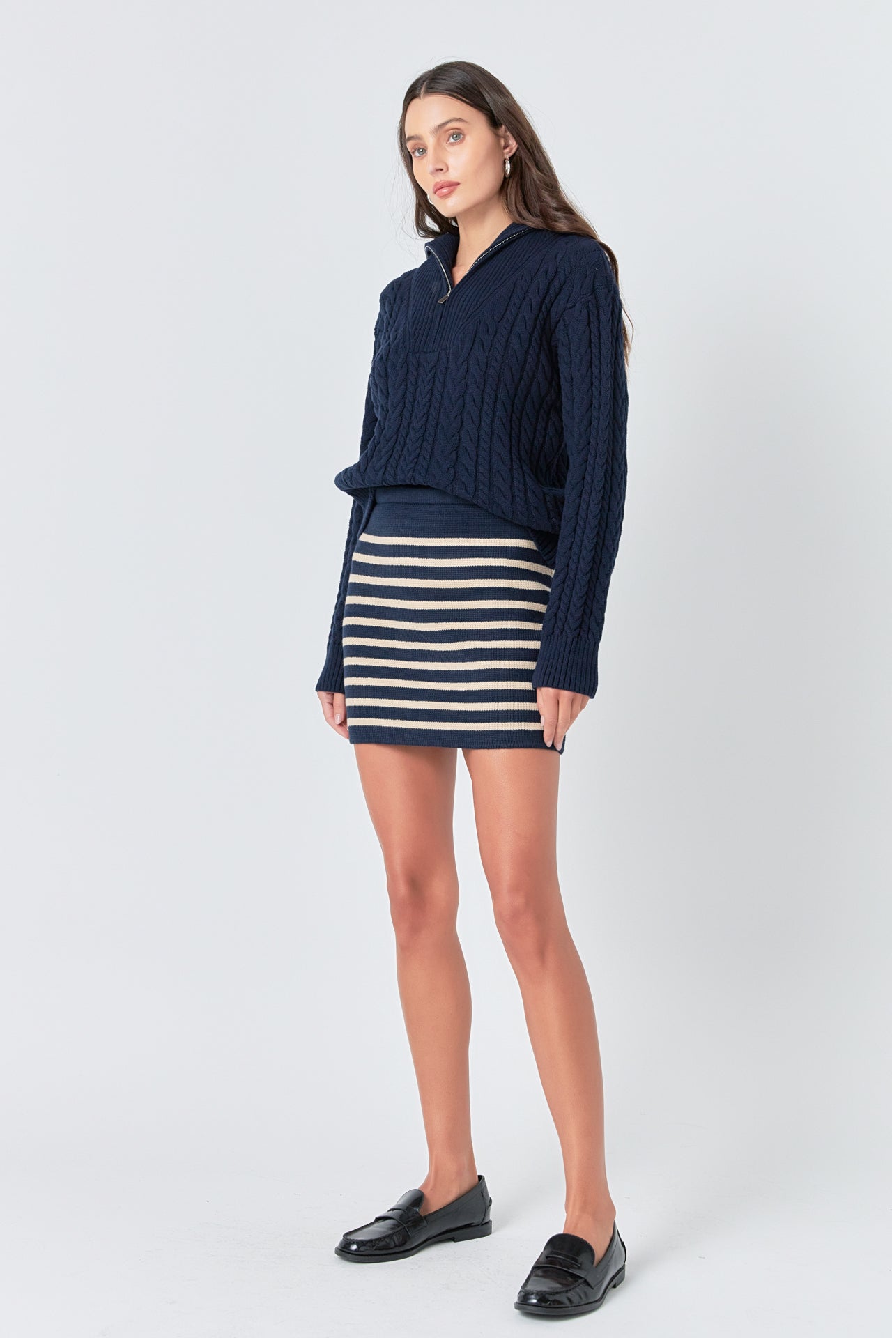 ENGLISH FACTORY - English Factory - Knit Striped Mini Skirt - SKIRTS available at Objectrare