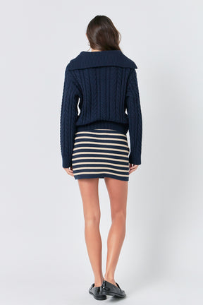 Knit Striped Mini Skirt