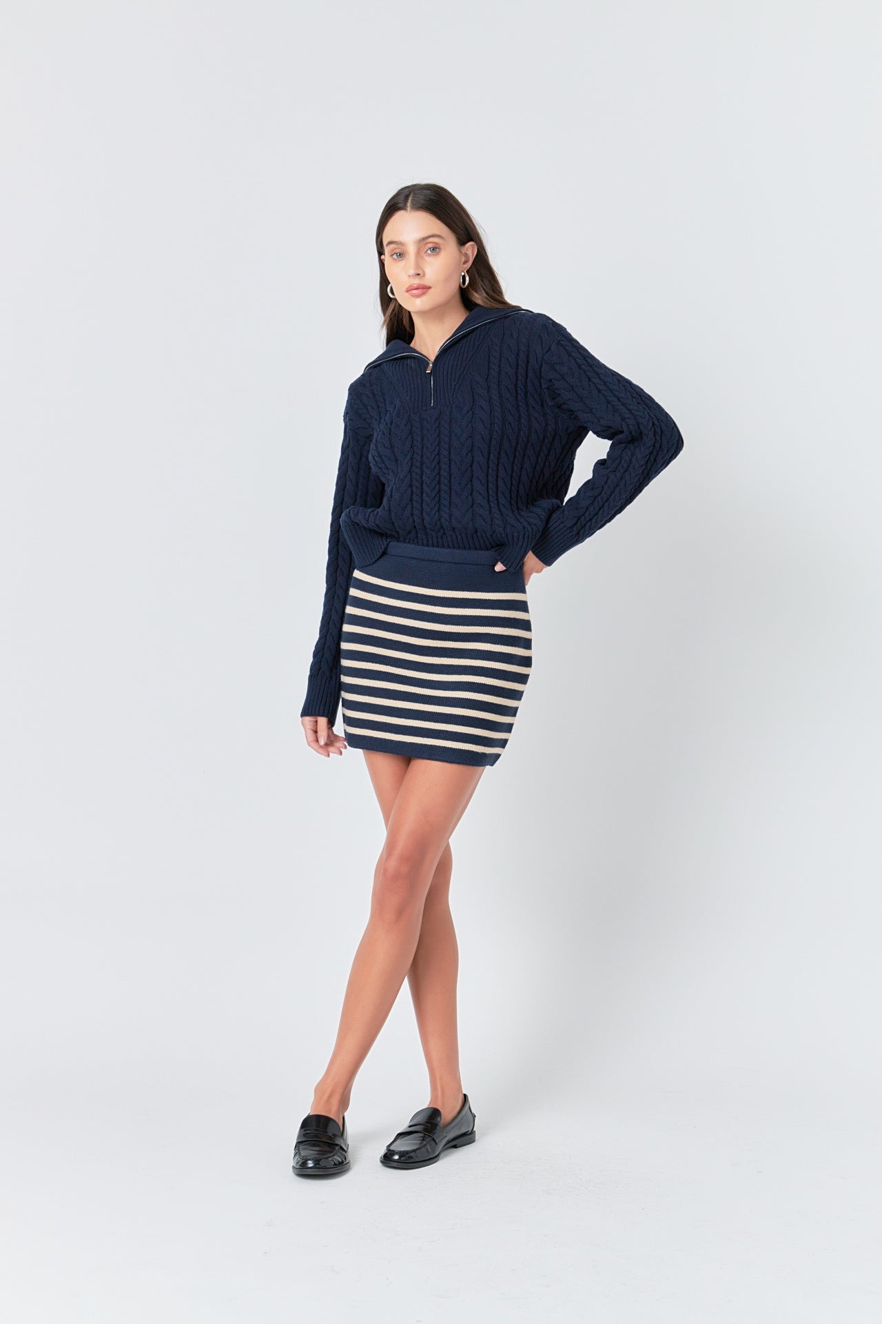 Knit Striped Mini Skirt