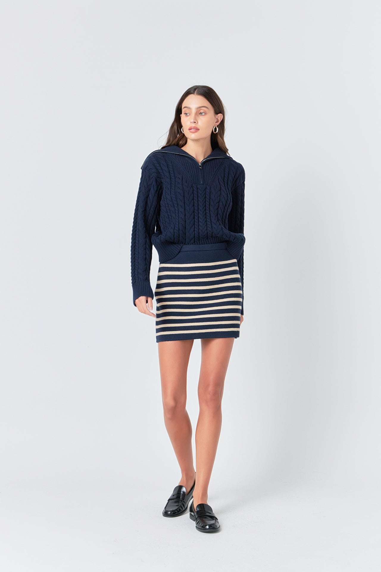 Knit Striped Mini Skirt