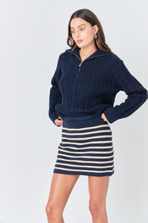 ENGLISH FACTORY - Knit Striped Mini Skirt - SKIRTS available at Objectrare