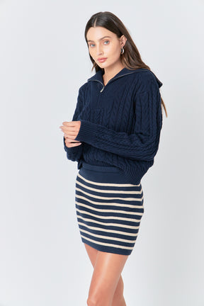 ENGLISH FACTORY - Knit Striped Mini Skirt - SKIRTS available at Objectrare