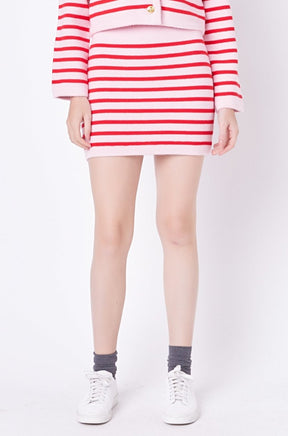 ENGLISH FACTORY - English Factory - Knit Striped Mini Skirt - SKIRTS available at Objectrare