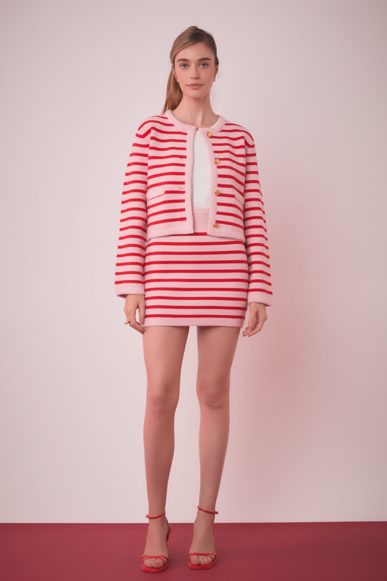 ENGLISH FACTORY - Knit Striped Mini Skirt - SKIRTS available at Objectrare