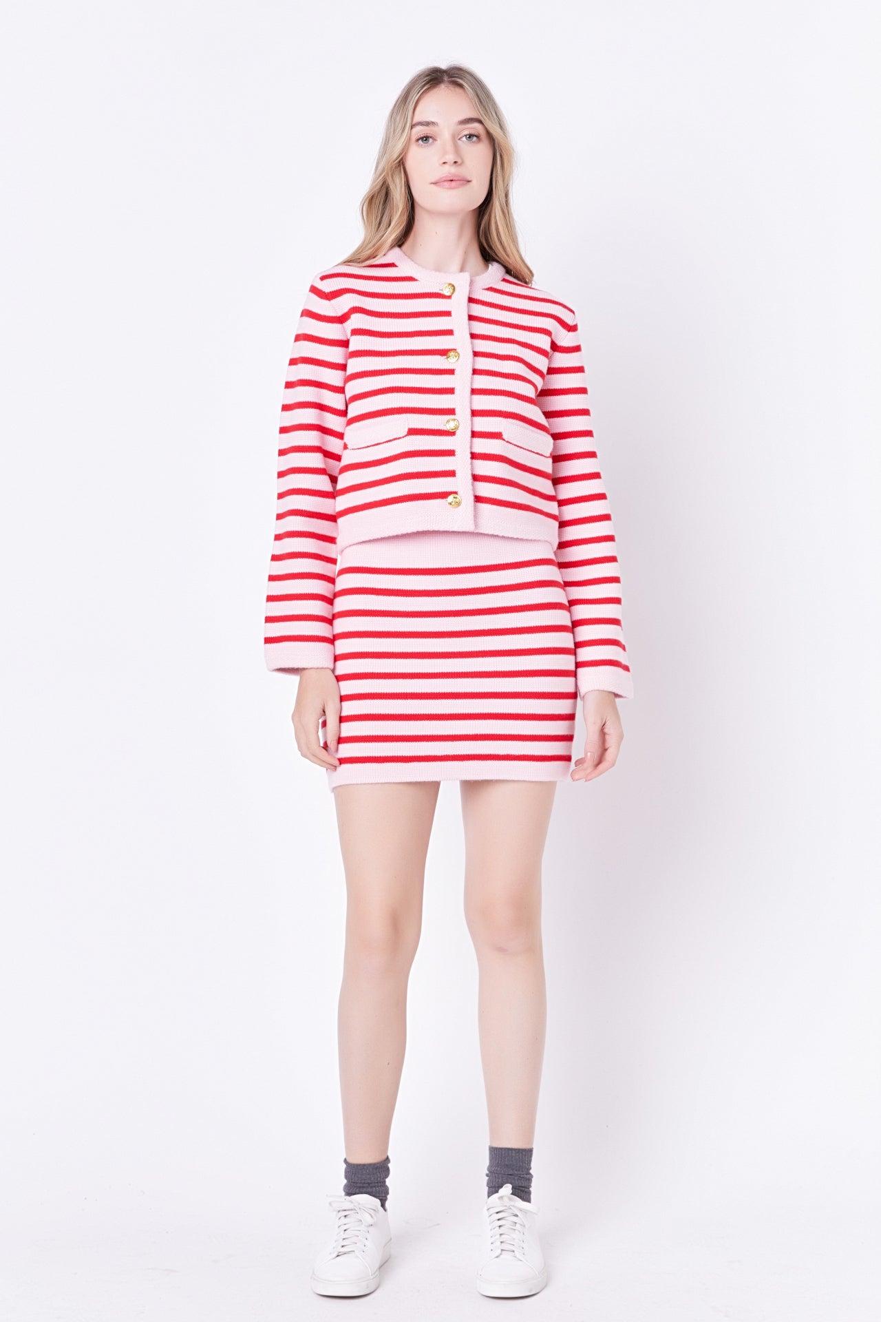 ENGLISH FACTORY - Knit Striped Mini Skirt - SKIRTS available at Objectrare