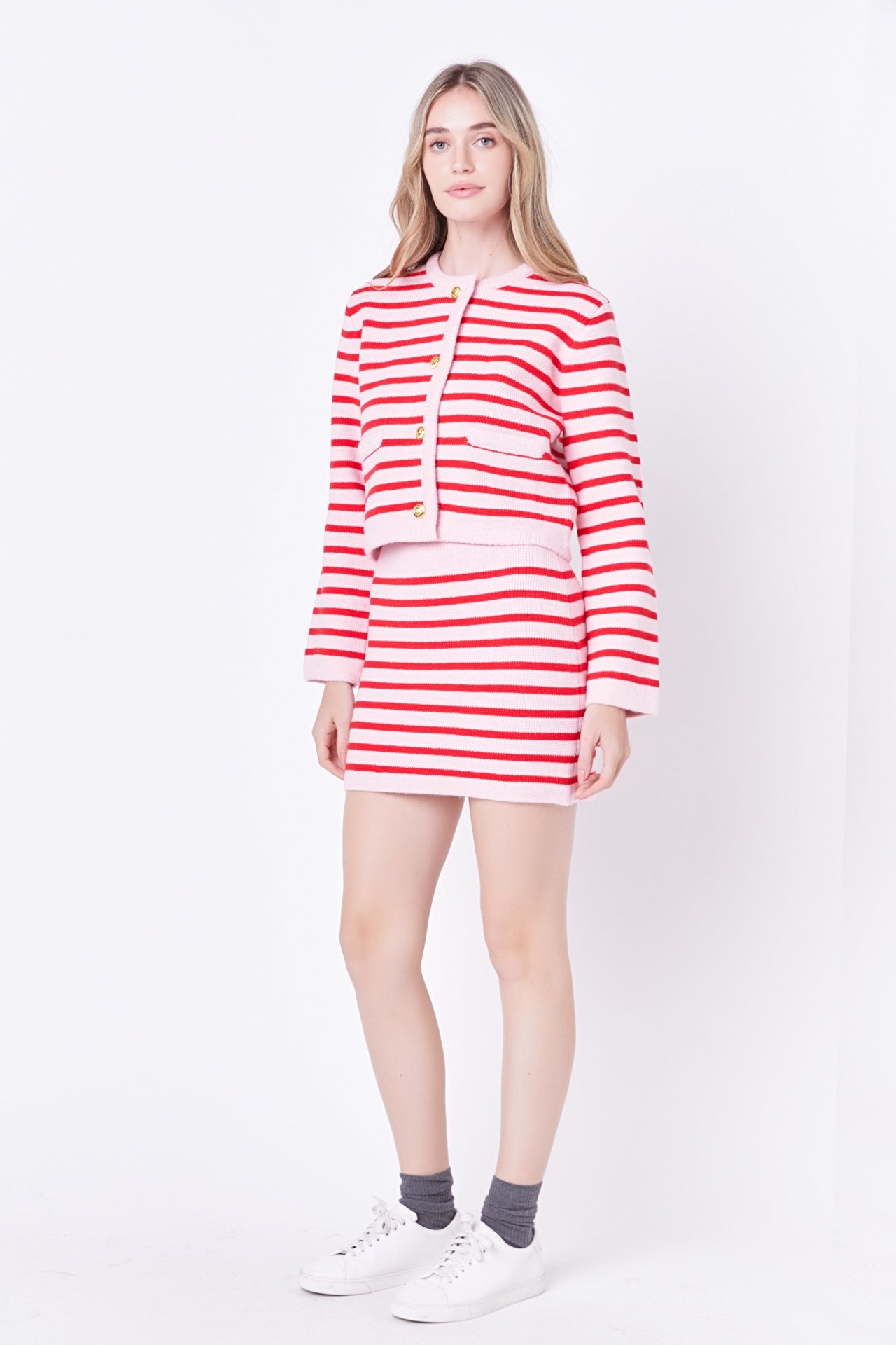 ENGLISH FACTORY - English Factory - Knit Striped Mini Skirt - SKIRTS available at Objectrare