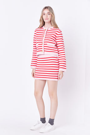 ENGLISH FACTORY - Knit Striped Mini Skirt - SKIRTS available at Objectrare