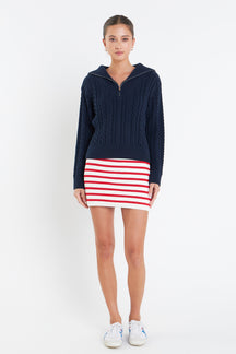 ENGLISH FACTORY - Knit Striped Mini Skirt - SKIRTS available at Objectrare