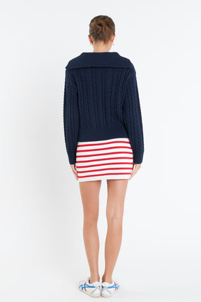 ENGLISH FACTORY - Knit Striped Mini Skirt - SKIRTS available at Objectrare