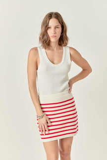 ENGLISH FACTORY - Knit Striped Mini Skirt - SKIRTS available at Objectrare