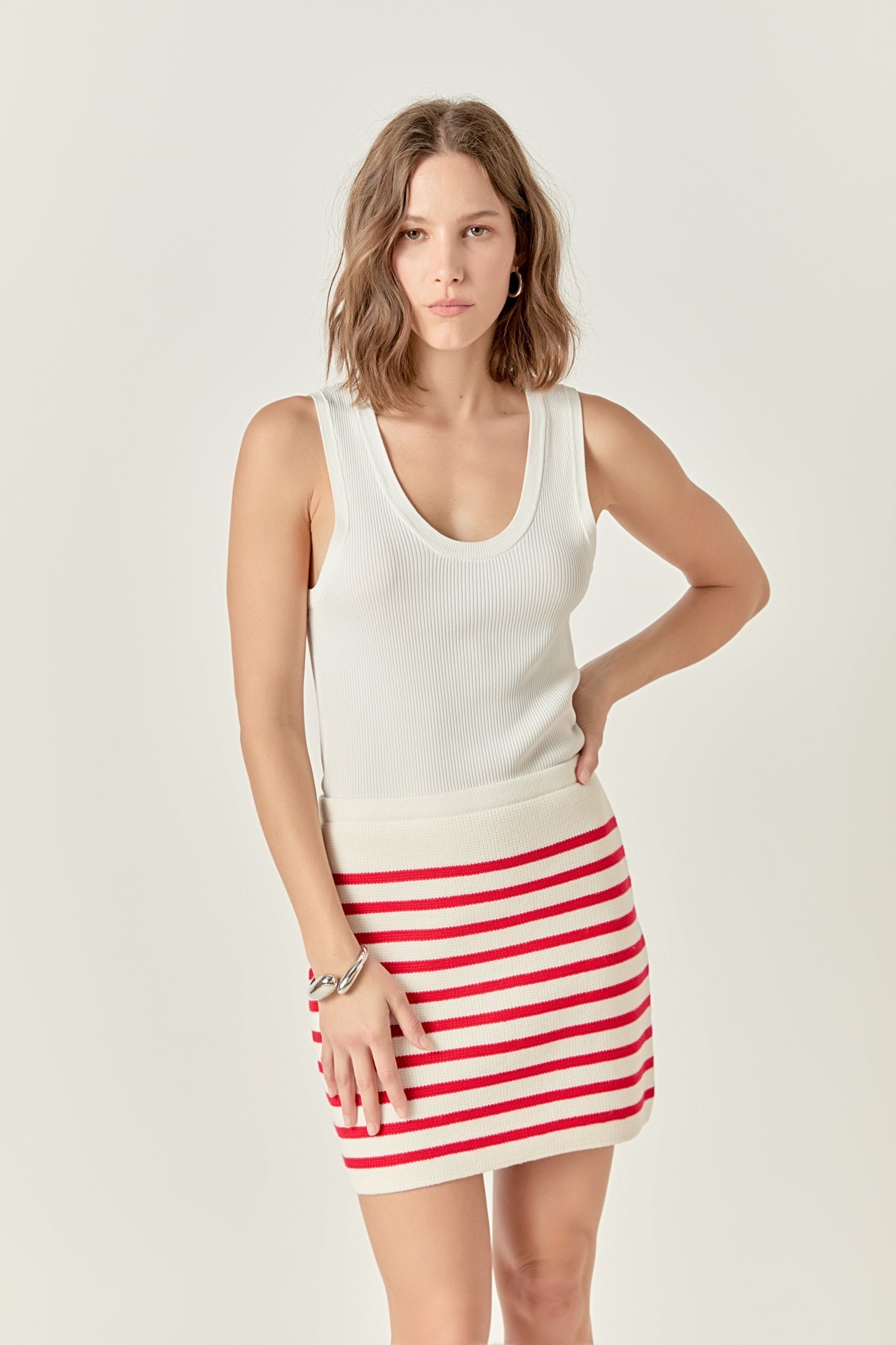 Knit Striped Mini Skirt