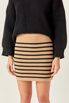 ENGLISH FACTORY - Knit Striped Mini Skirt - SKIRTS available at Objectrare