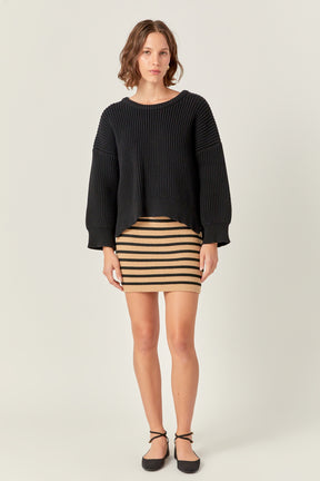 ENGLISH FACTORY - Knit Striped Mini Skirt - SKIRTS available at Objectrare