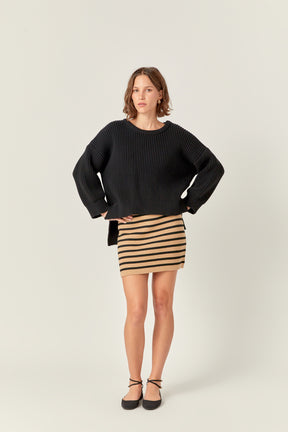 Knit Striped Mini Skirt
