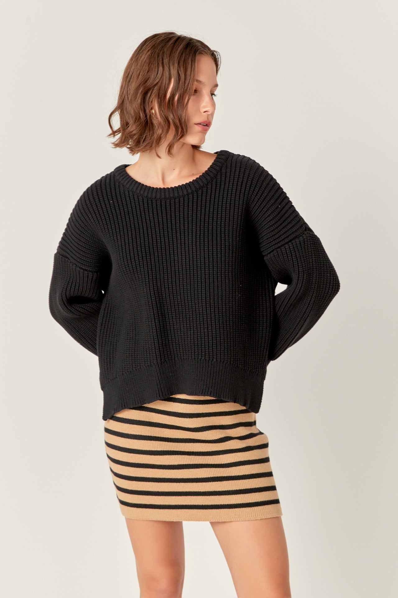 Knit Striped Mini Skirt