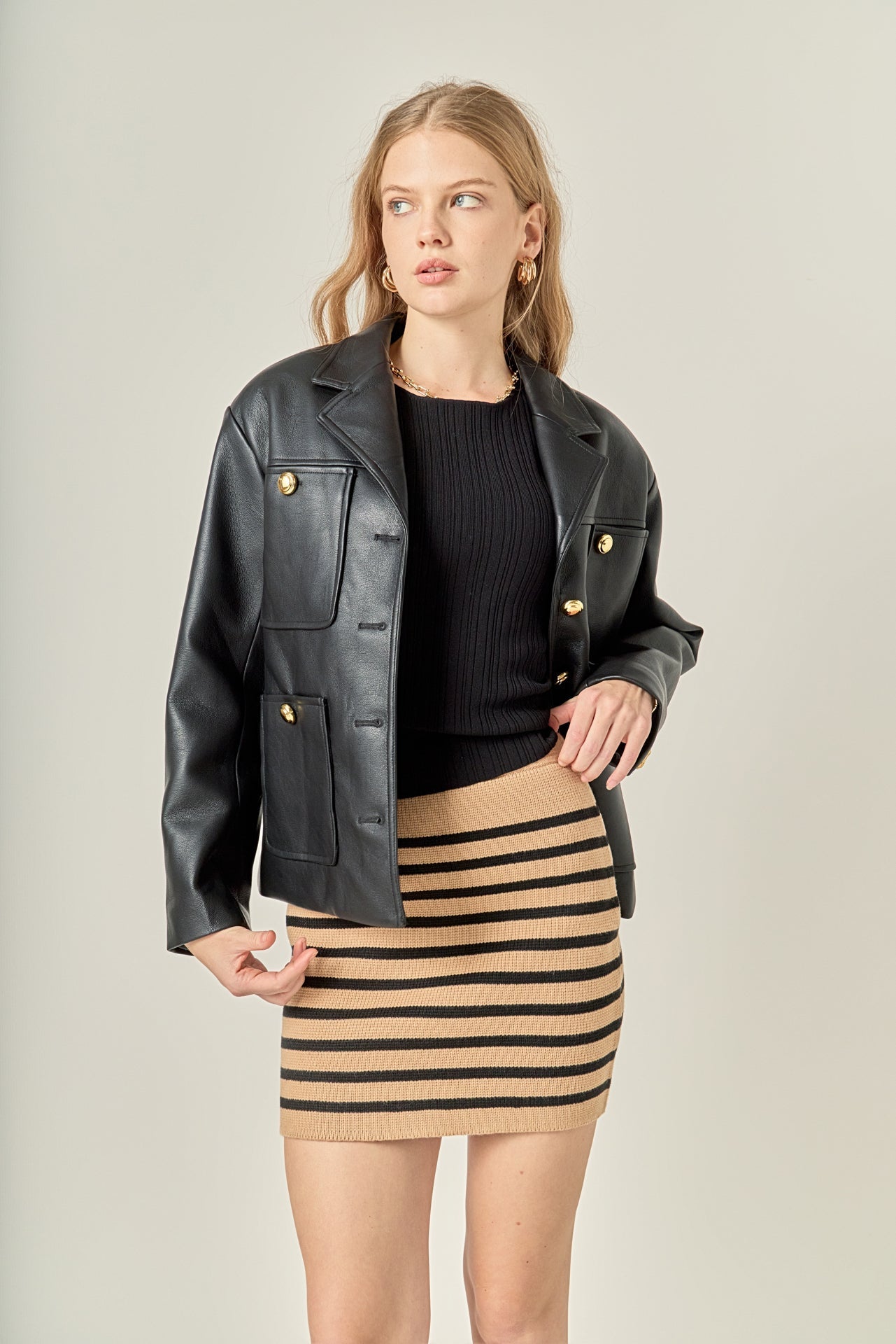 ENGLISH FACTORY - Knit Striped Mini Skirt - SKIRTS available at Objectrare