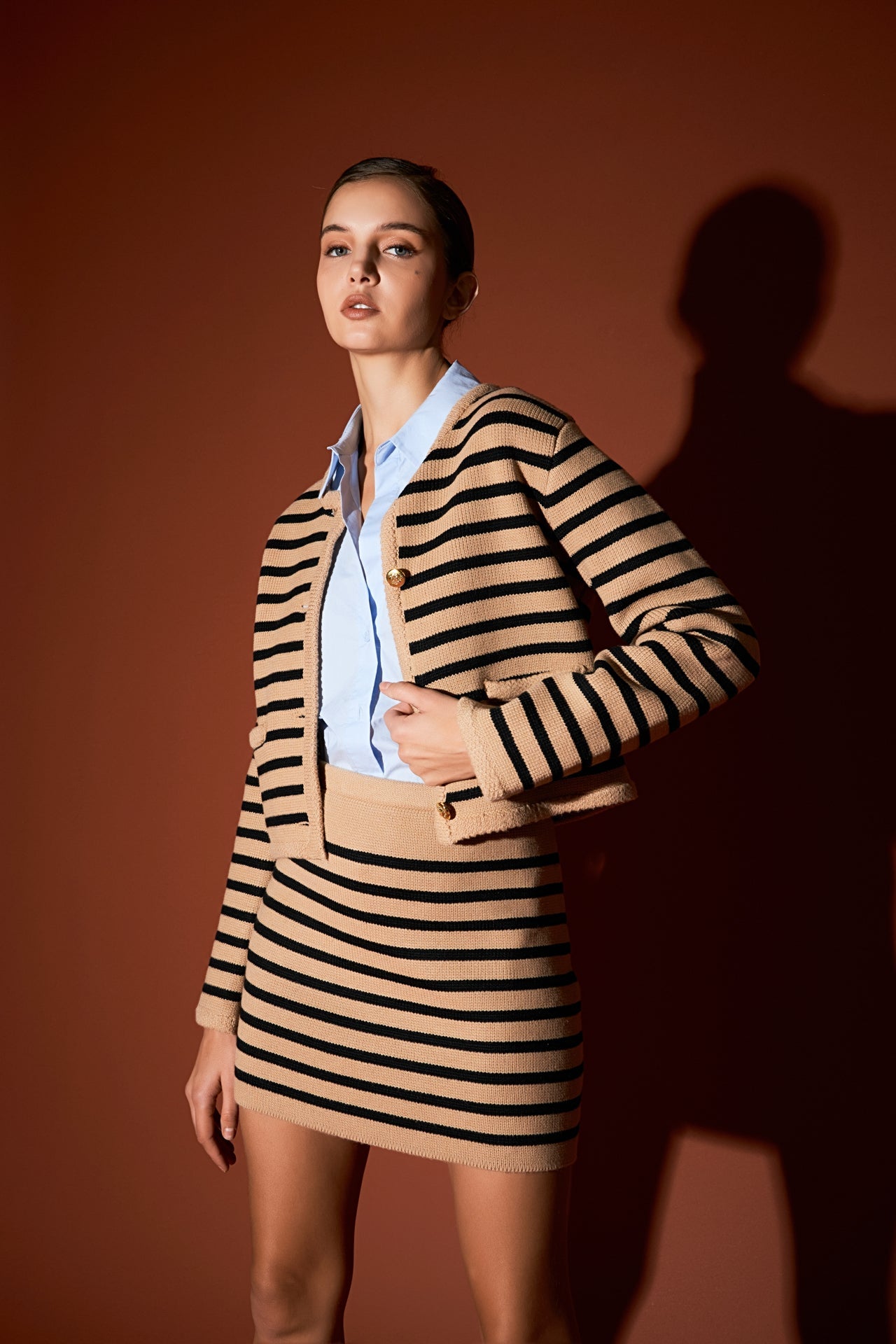 Knit Striped Mini Skirt