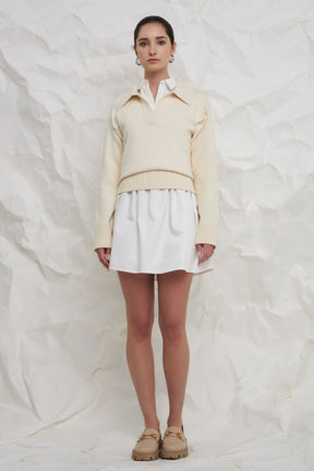 ENGLISH FACTORY - English Factory - Ivory Collared Knit Sweater - SWEATERS & KNITS available at Objectrare