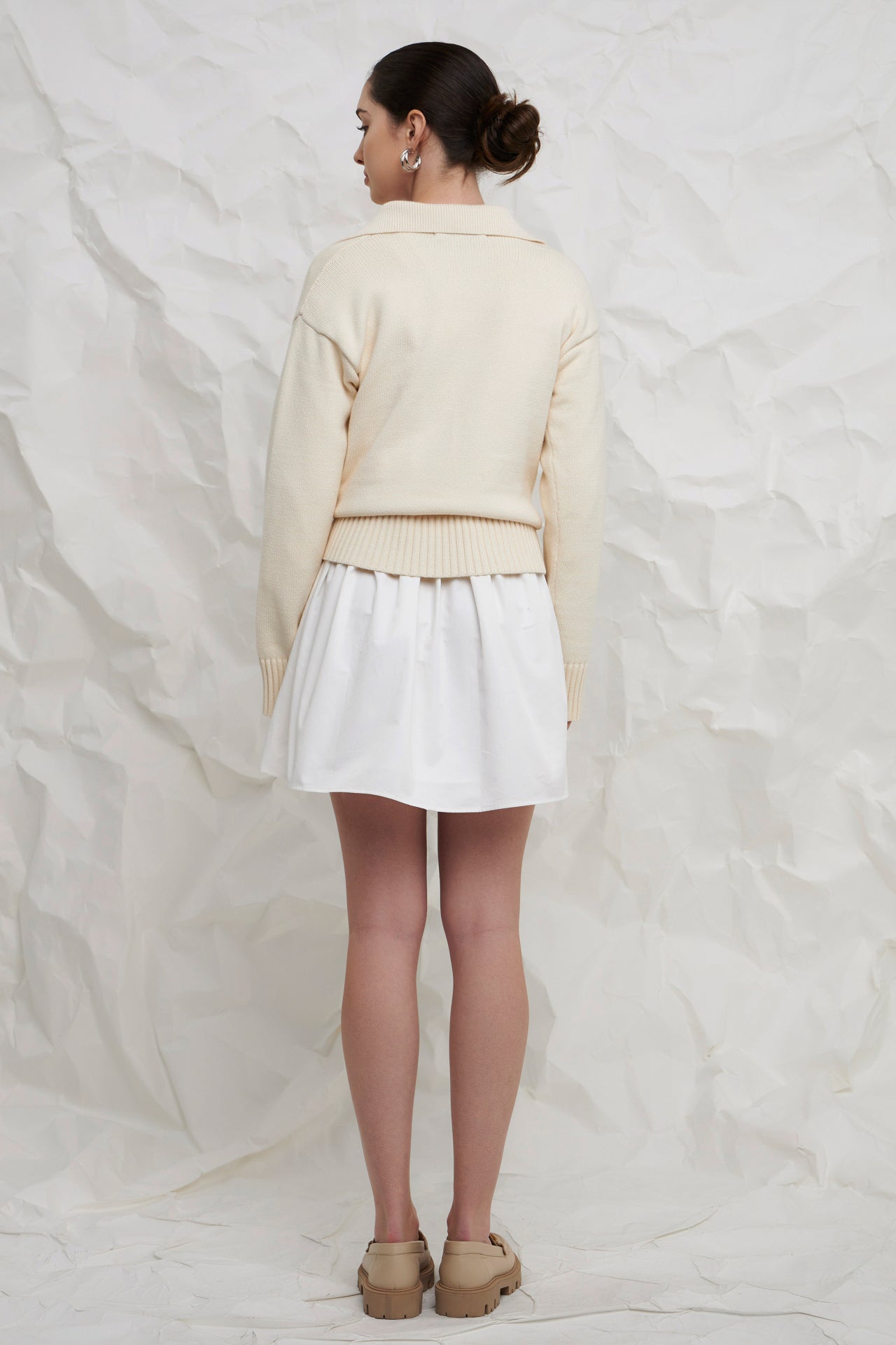 ENGLISH FACTORY - Ivory Collared Knit Sweater - SWEATERS & KNITS available at Objectrare