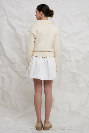 ENGLISH FACTORY - Ivory Collared Knit Sweater - SWEATERS & KNITS available at Objectrare