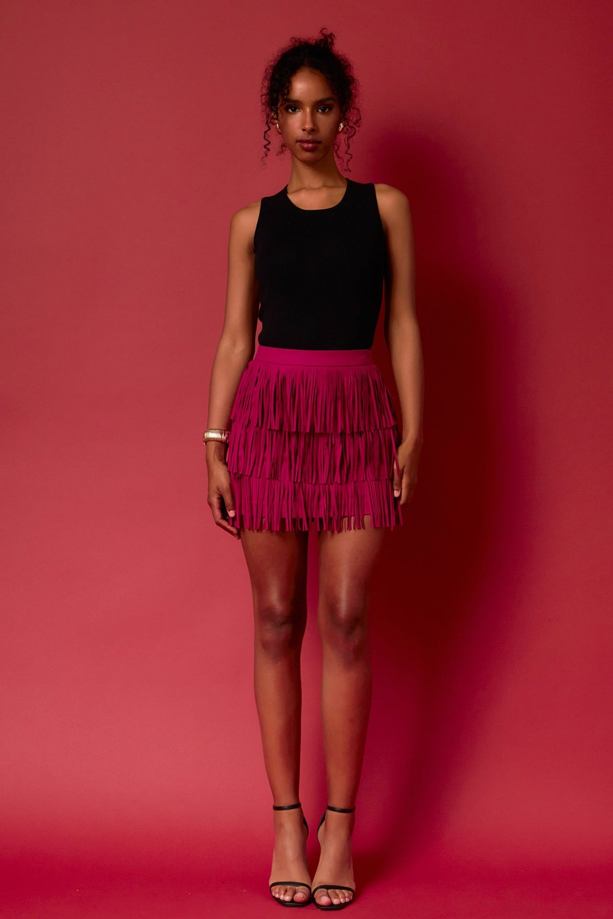 ENDLESS ROSE - Faux Suede Fringe Mini Skirt - SKIRTS available at Objectrare