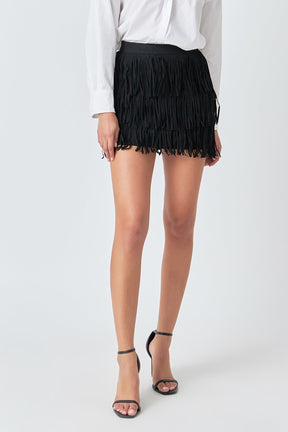 ENDLESS ROSE - Endless Rose - Faux Suede Fringe Mini Skirt - SKIRTS available at Objectrare