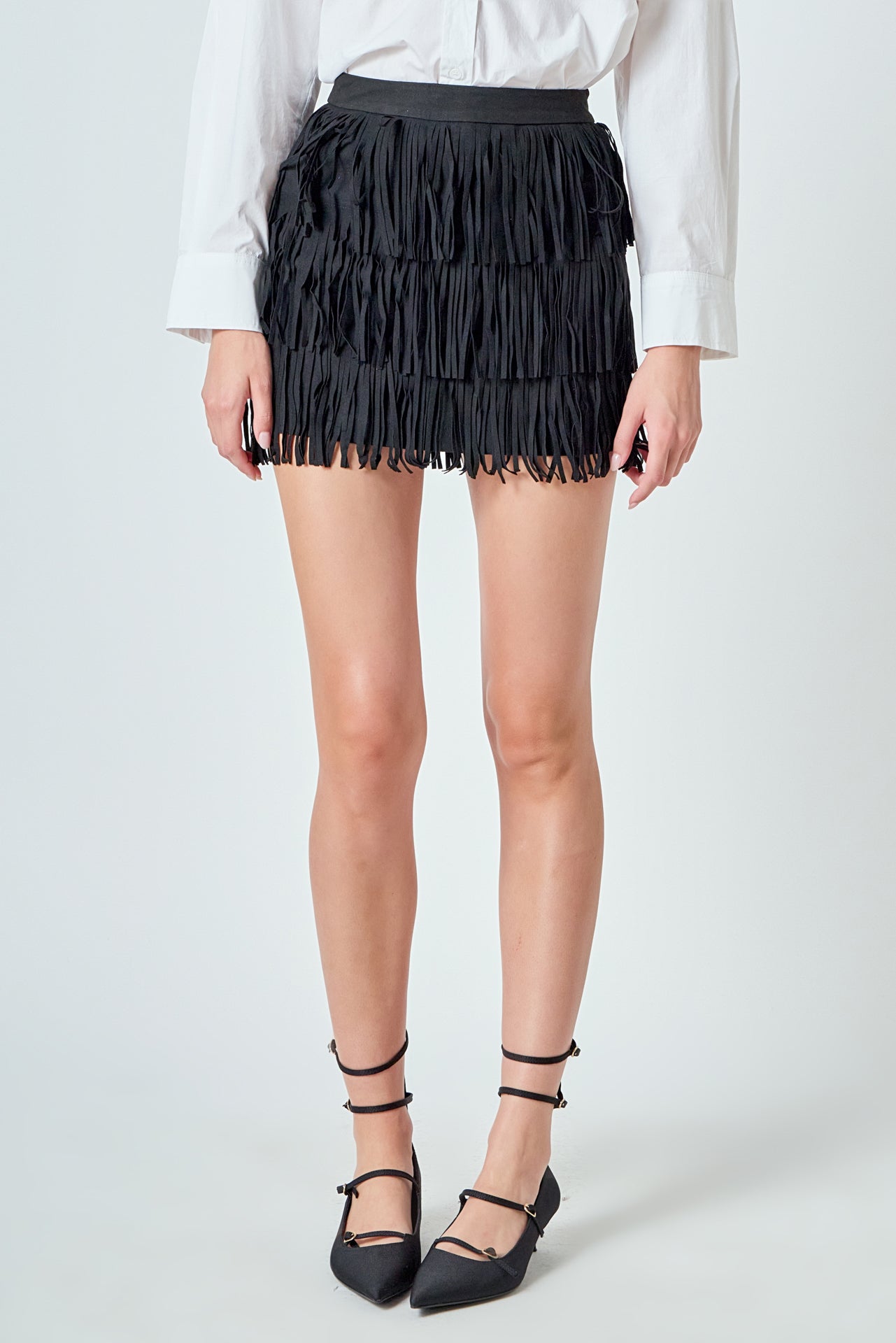 ENDLESS ROSE - Faux Suede Fringe Mini Skirt - SKIRTS available at Objectrare