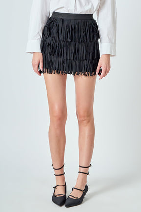 ENDLESS ROSE - Faux Suede Fringe Mini Skirt - SKIRTS available at Objectrare
