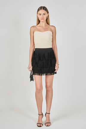 ENDLESS ROSE - Faux Suede Fringe Mini Skirt - SKIRTS available at Objectrare
