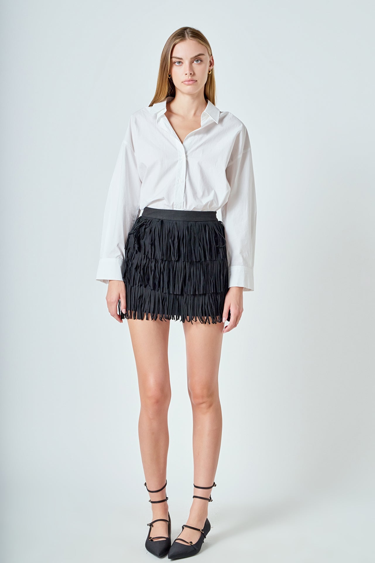 ENDLESS ROSE - Faux Suede Fringe Mini Skirt - SKIRTS available at Objectrare