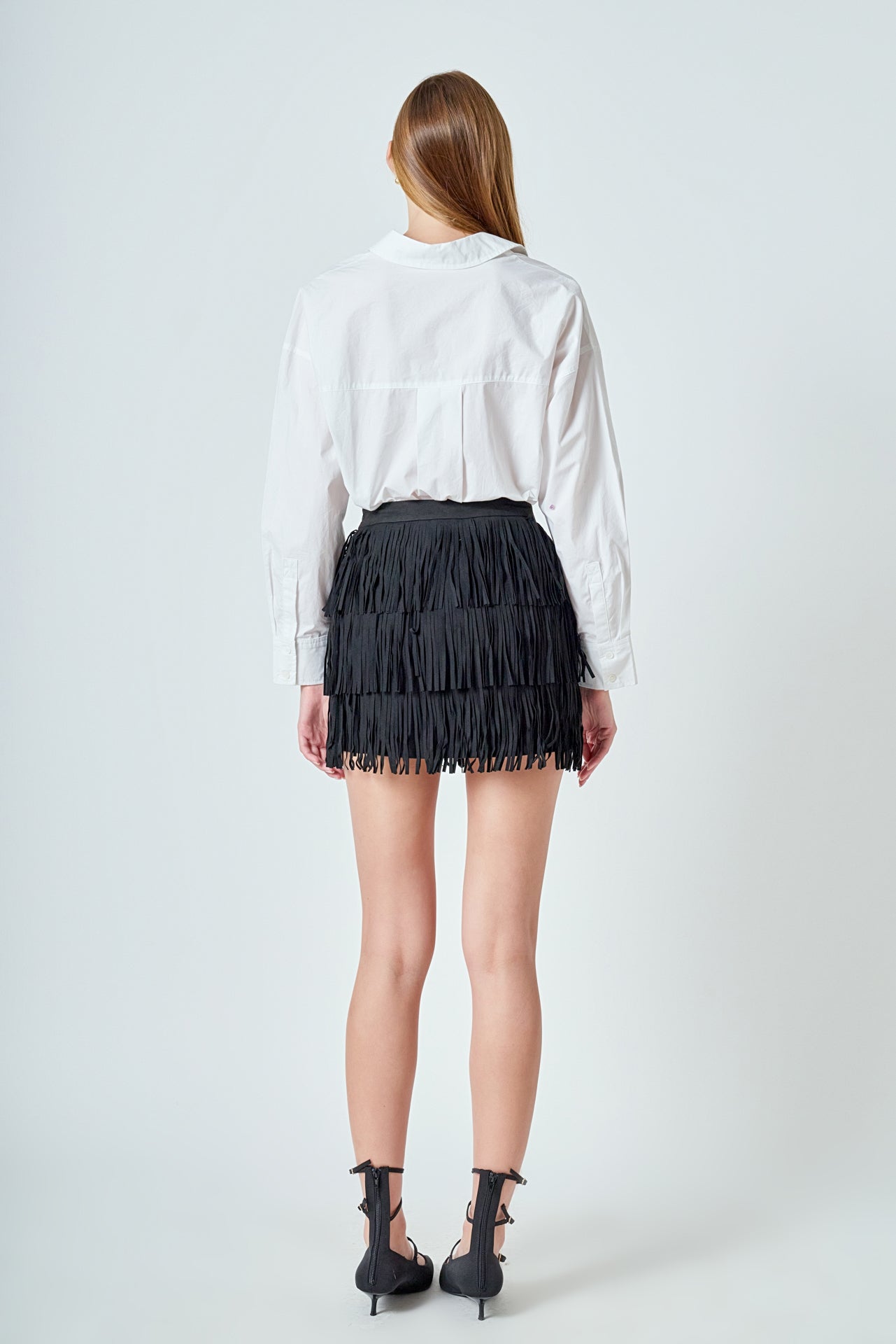ENDLESS ROSE - Faux Suede Fringe Mini Skirt - SKIRTS available at Objectrare
