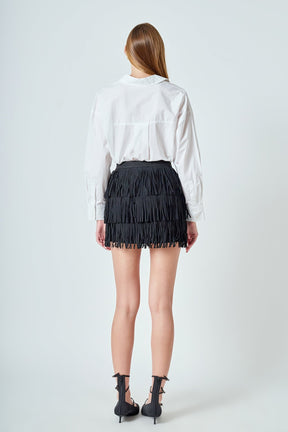 ENDLESS ROSE - Faux Suede Fringe Mini Skirt - SKIRTS available at Objectrare