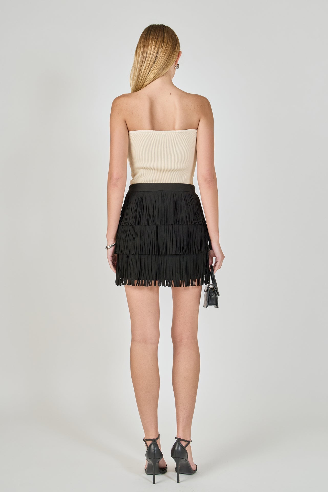 ENDLESS ROSE - Faux Suede Fringe Mini Skirt - SKIRTS available at Objectrare
