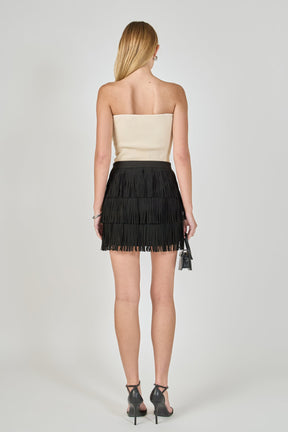 ENDLESS ROSE - Faux Suede Fringe Mini Skirt - SKIRTS available at Objectrare