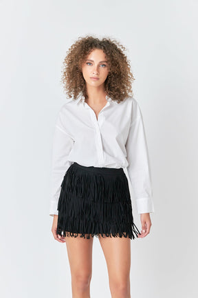 ENDLESS ROSE - Endless Rose - Faux Suede Fringe Mini Skirt - SKIRTS available at Objectrare