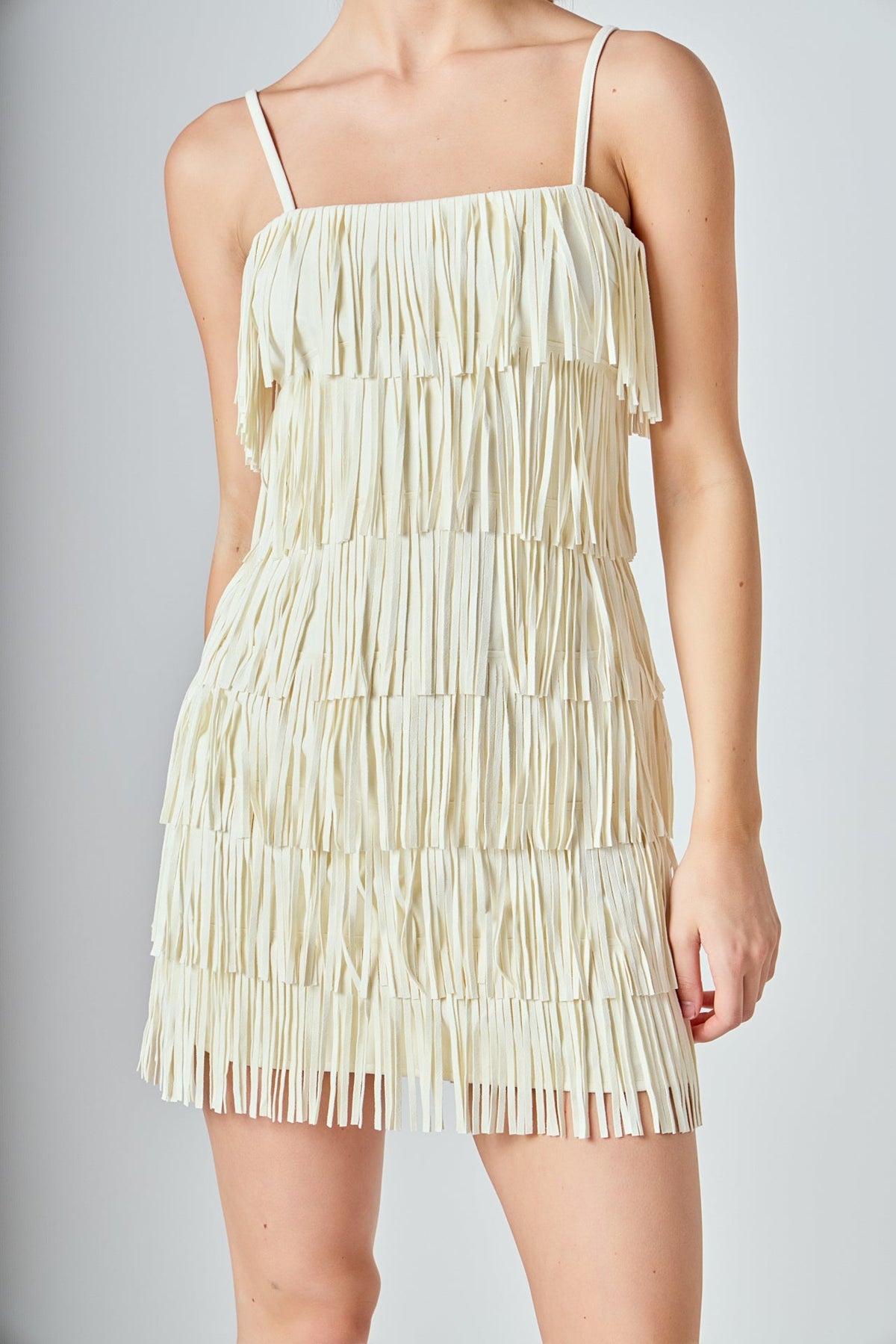 ENDLESS ROSE - Faux Suede Fringe Mini Dress - DRESSES available at Objectrare