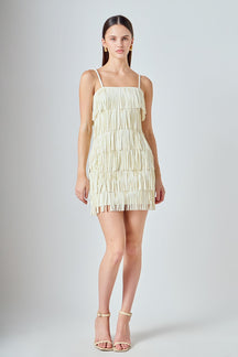 endless rose tiered fringe knit dress Endless Rose Long-Sleeve Fringe Sweater Mini Dress