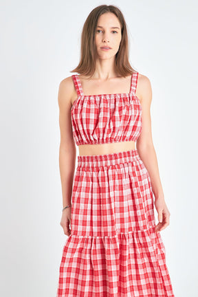 ENGLISH FACTORY - English Factory - Plaid Ruched Thick Strap Bandeau - TOPS available at Objectrare