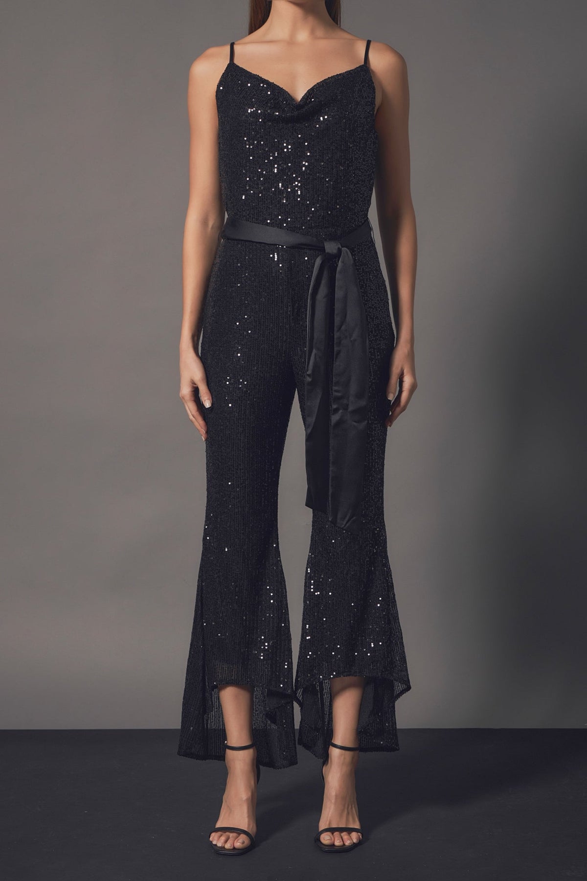 ENDLESS ROSE - Sequin Spaghetti Strap Jumpsuit - JUMPSUITS available at Objectrare