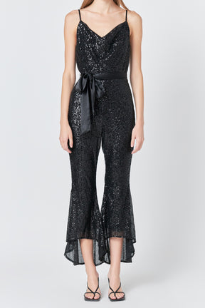 ENDLESS ROSE - Sequin Spaghetti Strap Jumpsuit - JUMPSUITS available at Objectrare