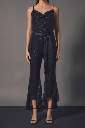 ENDLESS ROSE - Sequin Spaghetti Strap Jumpsuit - JUMPSUITS available at Objectrare