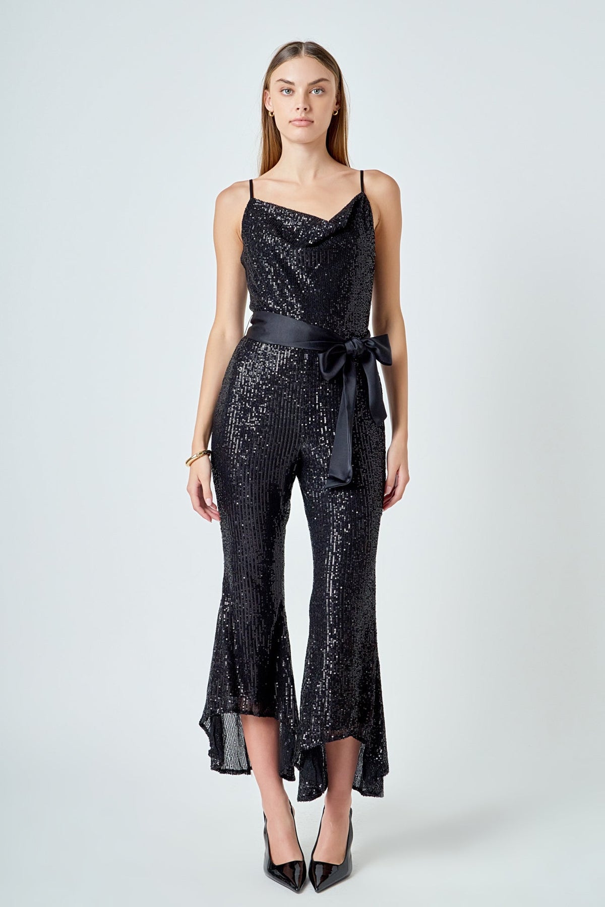 ENDLESS ROSE - Sequin Spaghetti Strap Jumpsuit - JUMPSUITS available at Objectrare